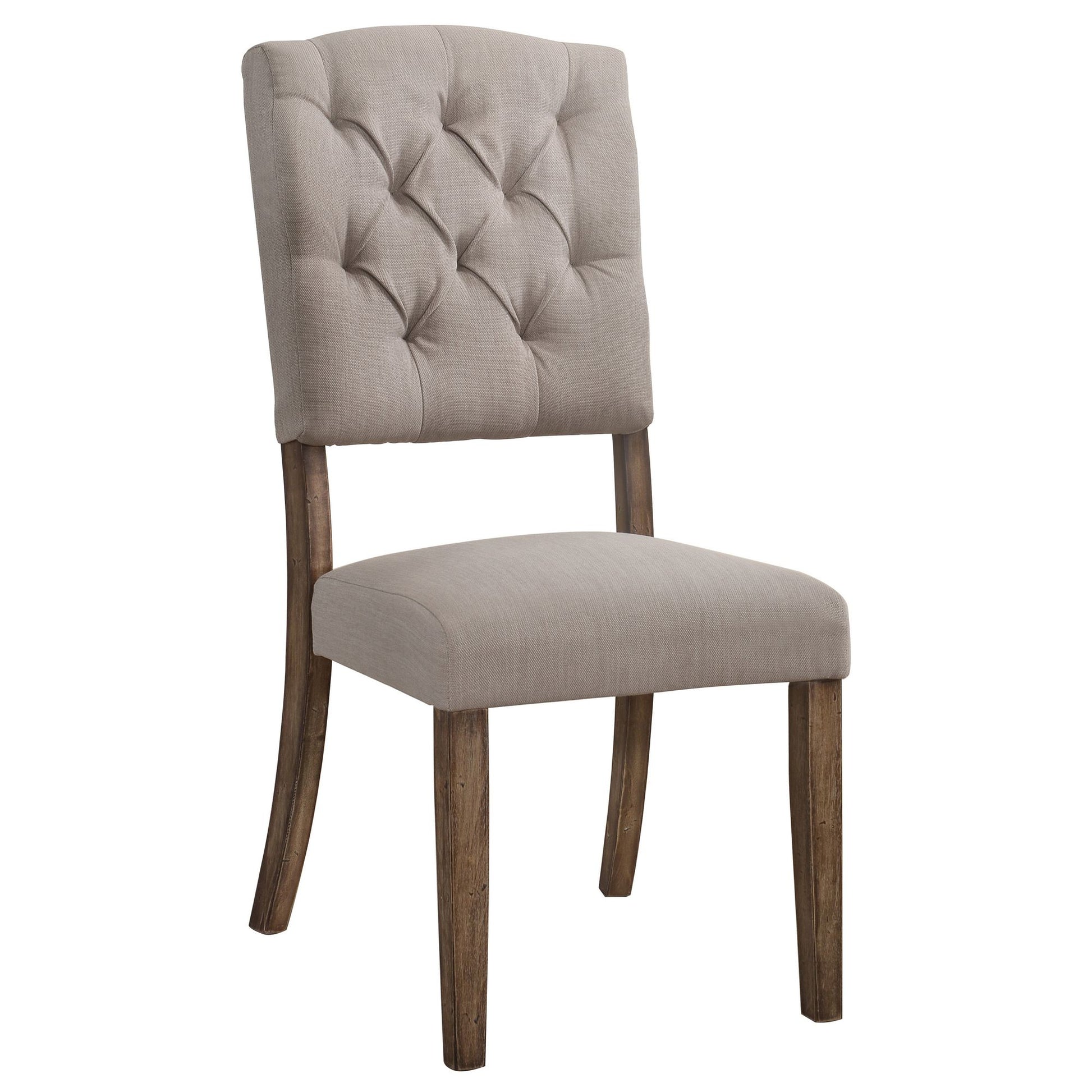 Beige and Weathered Oak Tufted Back Side Chairs (Set of 2) image 2