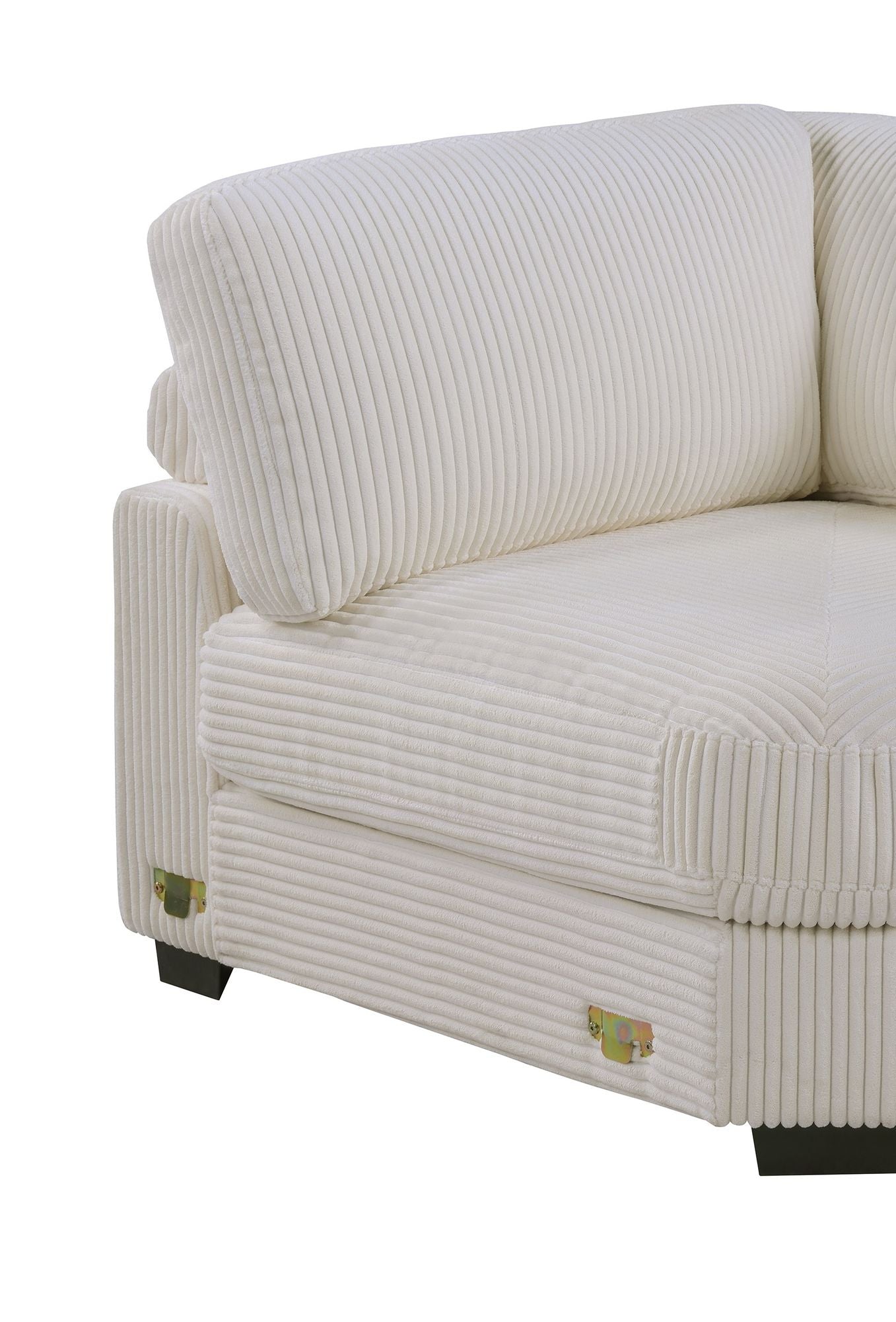 Beige corduroy LAF chair - front view