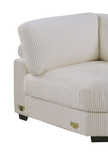 Beige corduroy LAF chair - front view