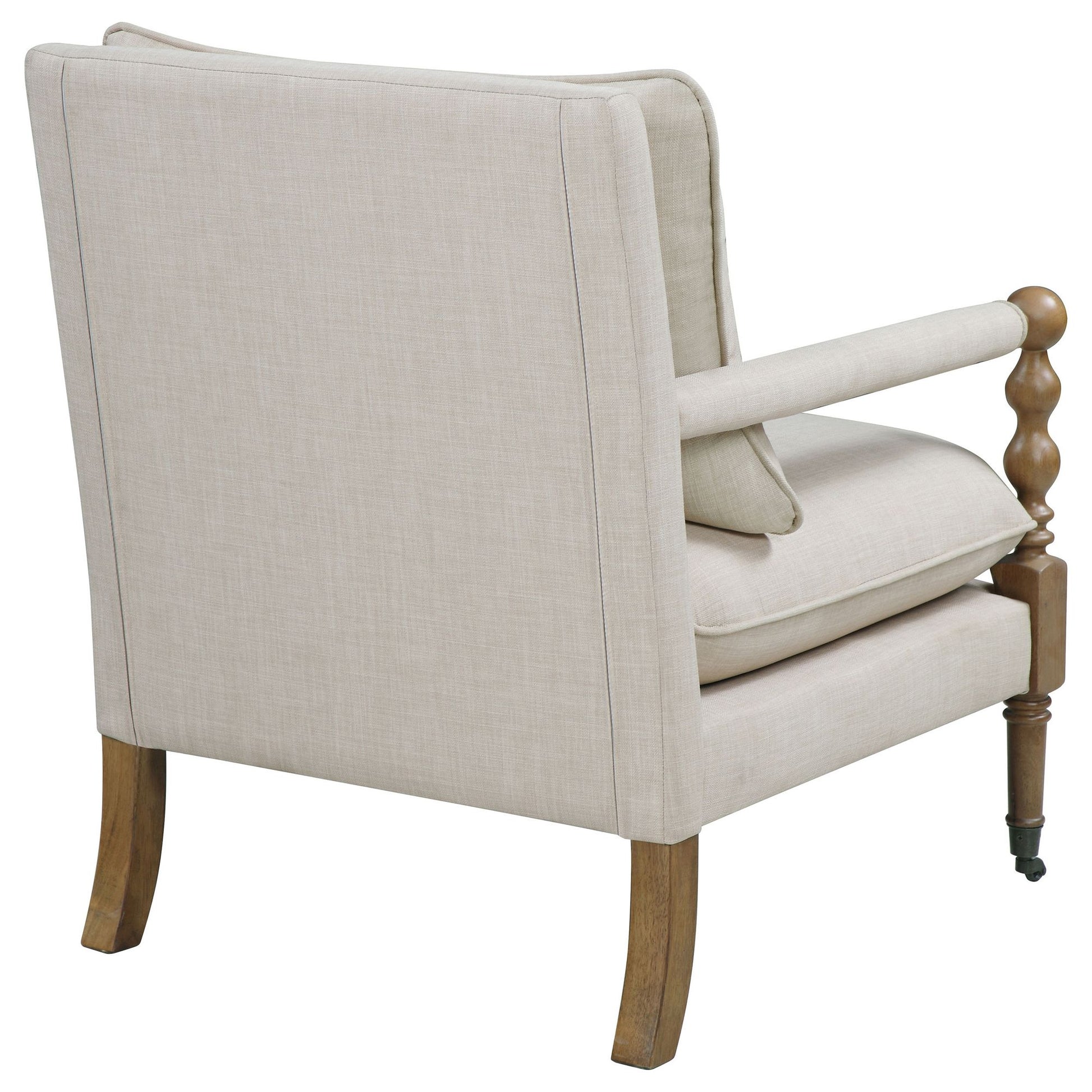 Beige Wooden Accent Chair with Turned Legs image 5