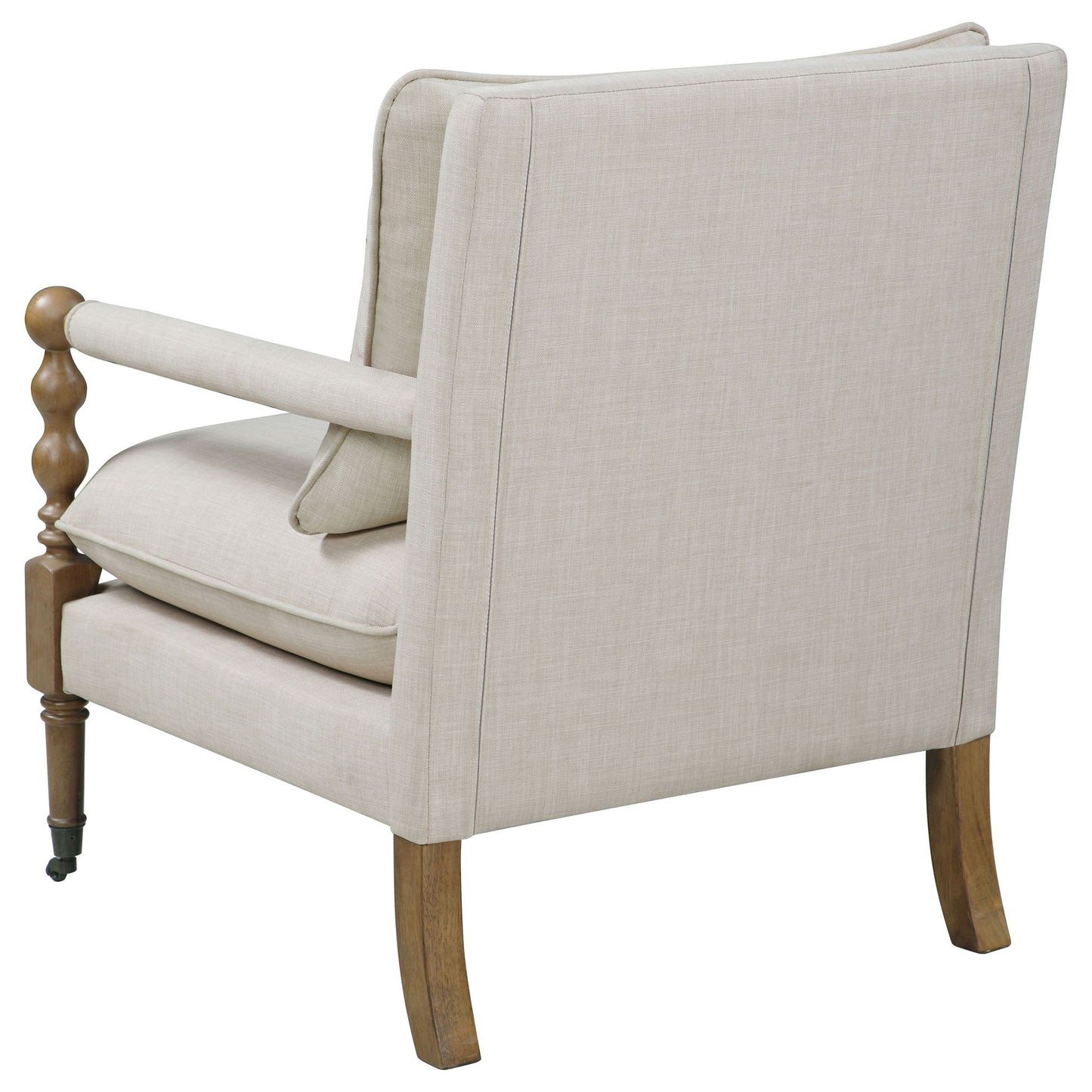 Beige Wooden Accent Chair with Turned Legs image 6