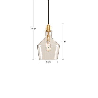 Modern gold pendant light clear glass shade interior decor