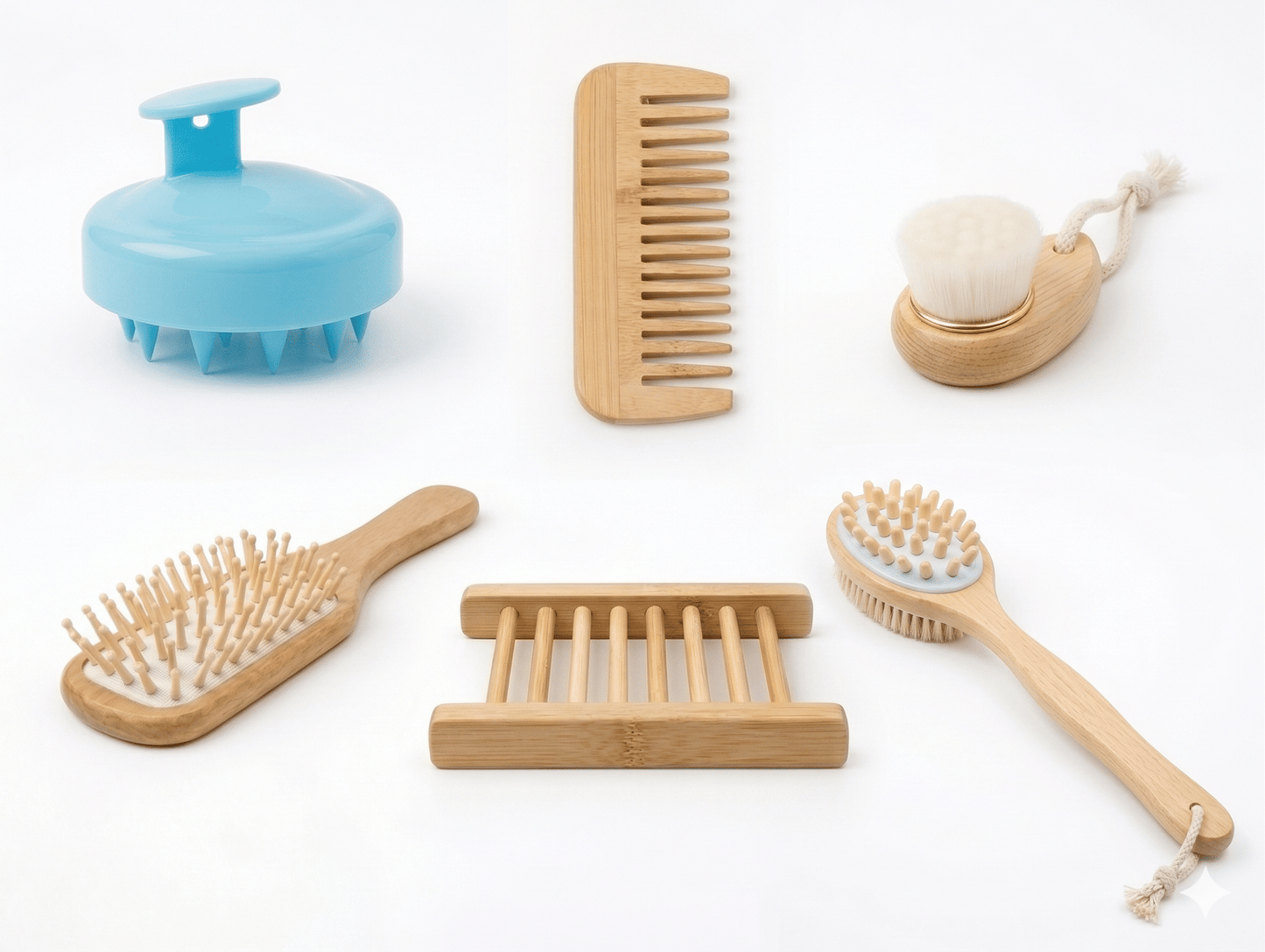 BeNat Premium Eco-Friendly 6-Piece Bamboo Bath Essentials Set - Includes Body Massage Brush, Facial Brush, Detangling Ha image 9