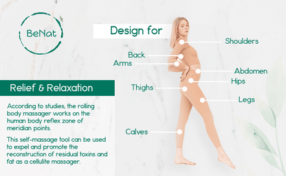 BeNat Rolling Body Massager - Ergonomic Stainless Steel Roller & Deep Tissue Cellulite Massage Tool for Muscle Relief, T image 4