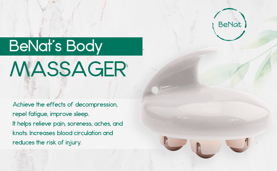 BeNat Rolling Body Massager - Ergonomic Stainless Steel Roller & Deep Tissue Cellulite Massage Tool for Muscle Relief, T image 2