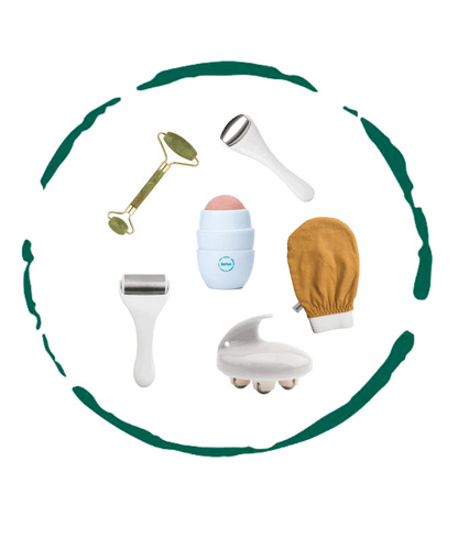 BeNat Skincare Accessories Bundle (6 Pcs) - Premium Ice Roller for Face & Eye, Body Massager, Jade Facial Roller, Raw Si image 1