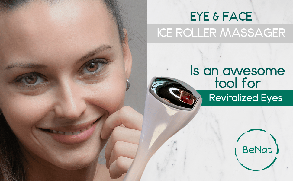 BeNat Stainless Steel Eye & Face Ice Roller Massager - Cooling Facial Massage Tool for De-Puffing, Lifting & Dark Circle image 2