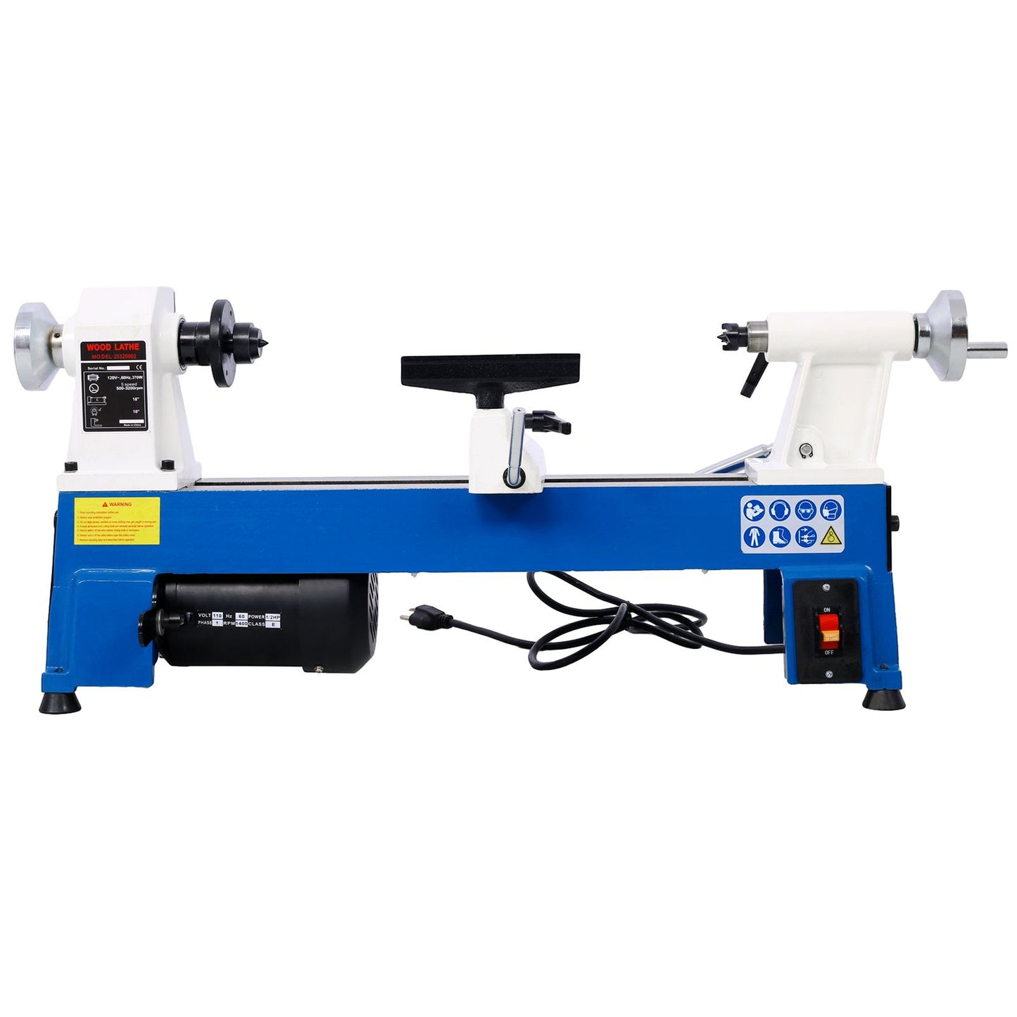 Benchtop Wood Lathe 10" x 18" Wood Lathe Machine 5 Variable Speeds 500/750/1150/1800/3200RPM Mini Wood Turning Lathe for image 1