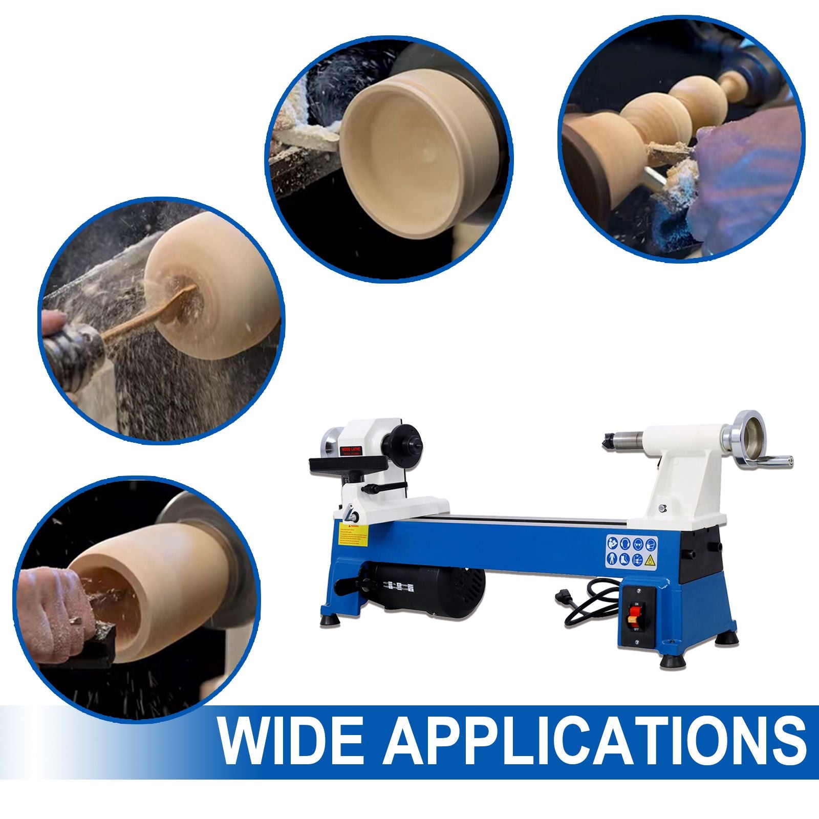 Benchtop Wood Lathe 10" x 18" Wood Lathe Machine 5 Variable Speeds 500/750/1150/1800/3200RPM Mini Wood Turning Lathe for image 3