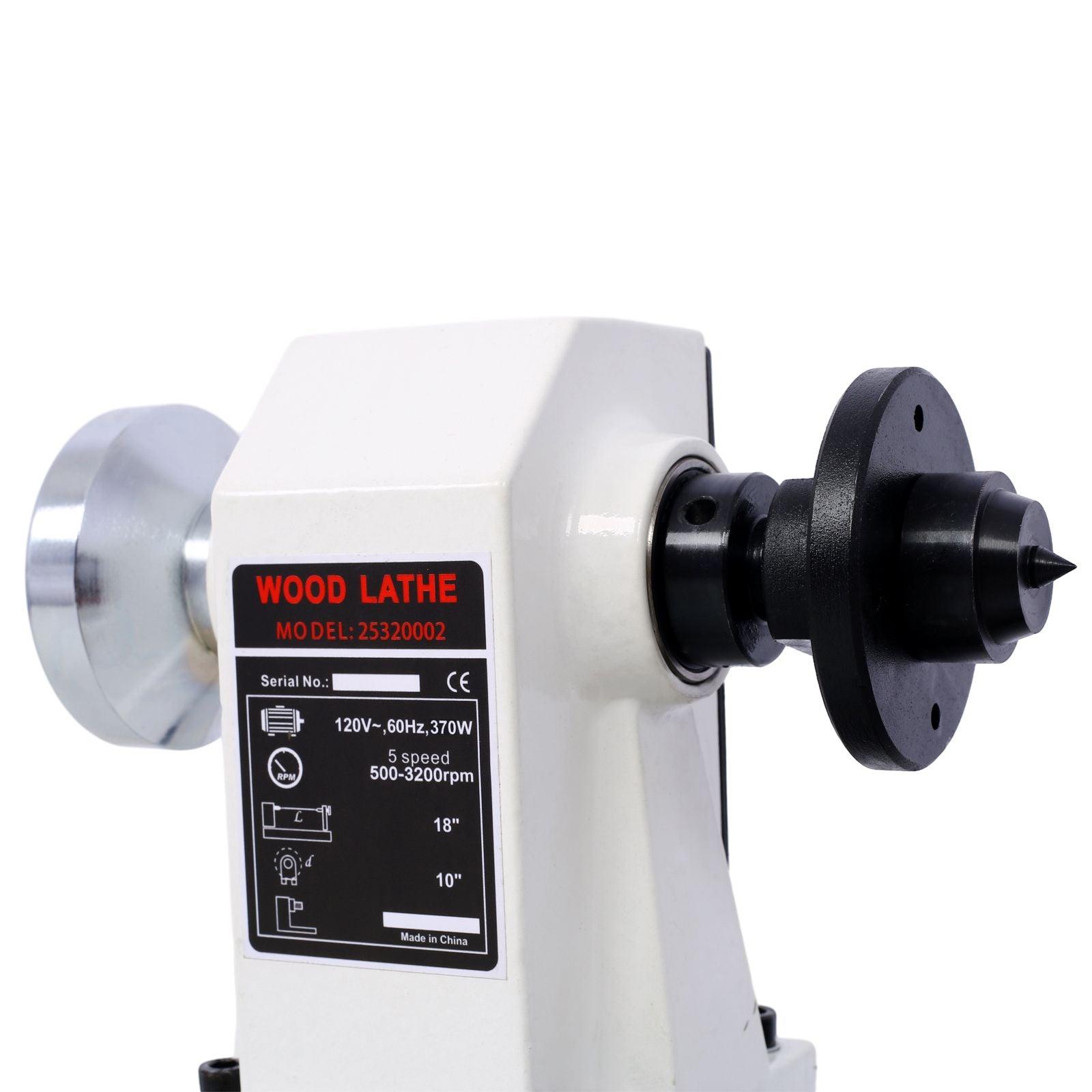 Benchtop Wood Lathe 10" x 18" Wood Lathe Machine 5 Variable Speeds 500/750/1150/1800/3200RPM Mini Wood Turning Lathe for image 13