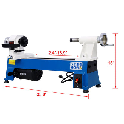 Benchtop Wood Lathe 10" x 18" Wood Lathe Machine 5 Variable Speeds 500/750/1150/1800/3200RPM Mini Wood Turning Lathe for image 12