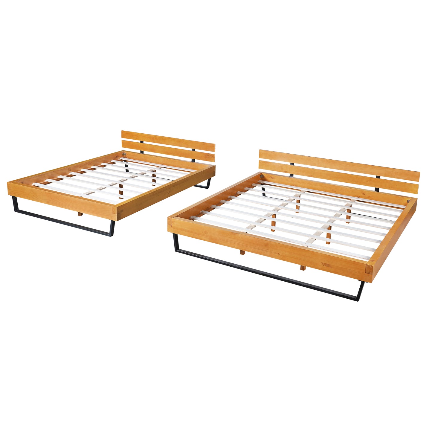PINE WOOD BED FRAME KING SIZE,NATURAL & BLACK COLOR image 5