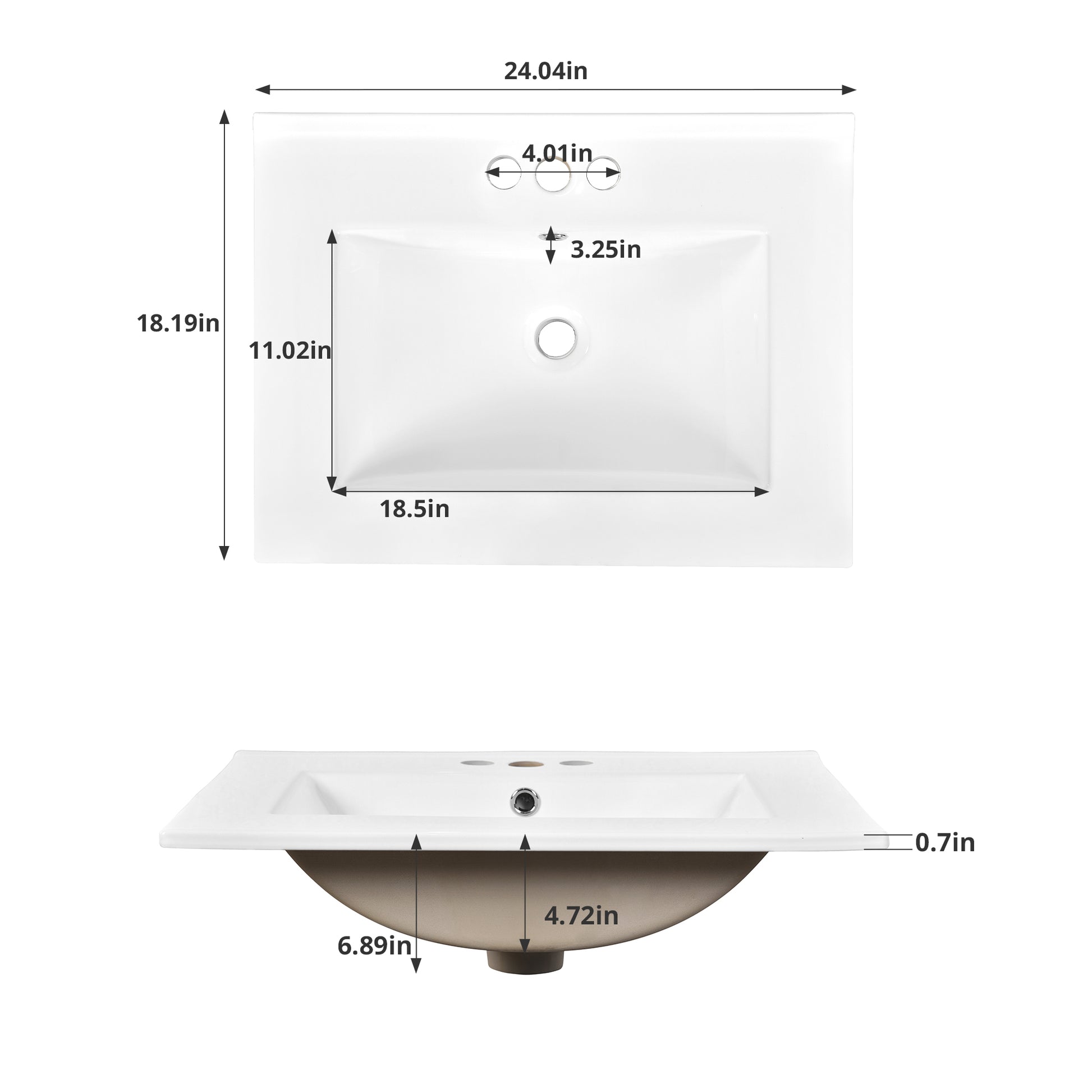24" Bathroom Vanity with Integrated Ceramic Sink, Bathroom Cabinet with 2 Doors, Single Sink Bathroom Vanity for Small and Medium Restroom image 9