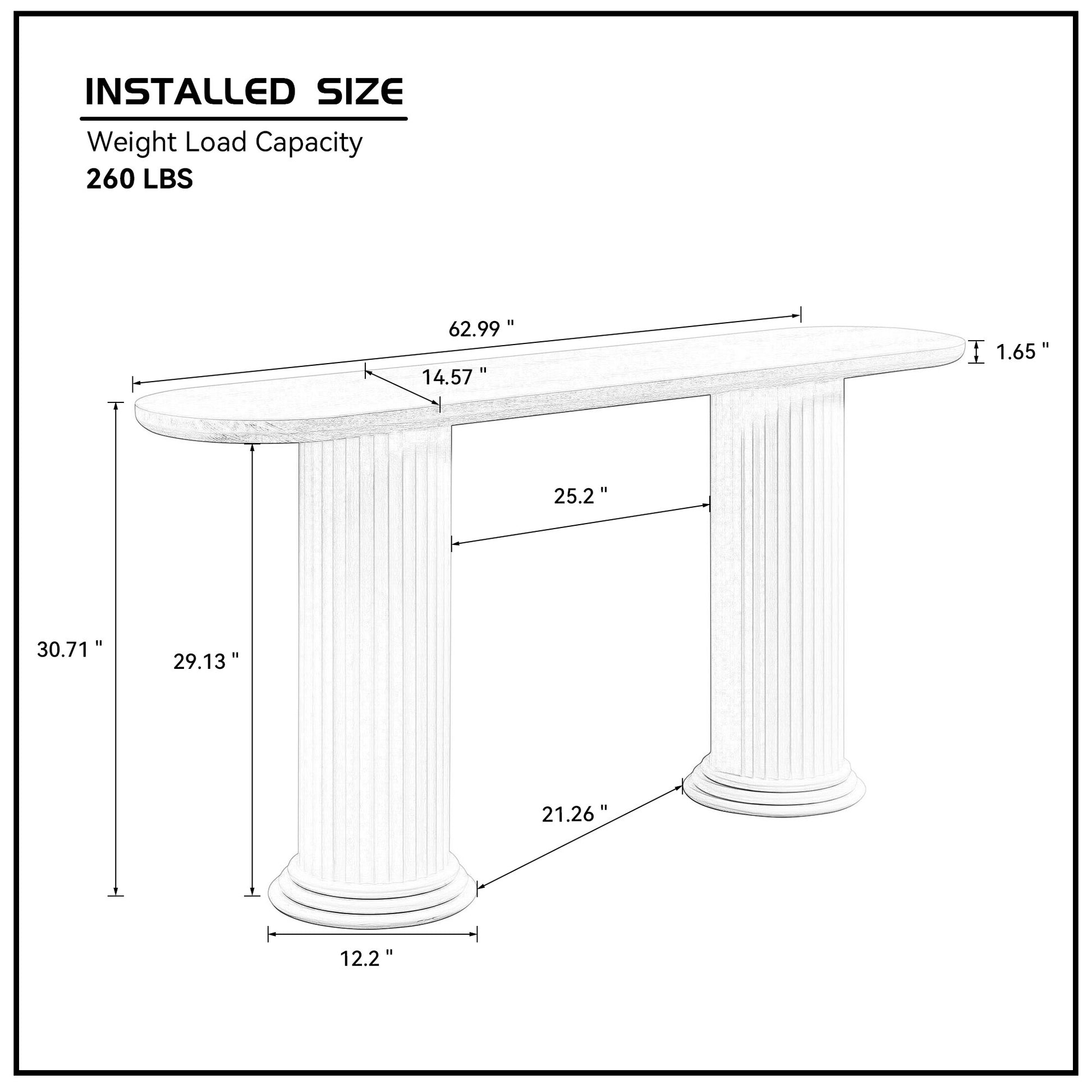 62.99 inch Modern Design Console Table with Roman-style Legs,MDF Entryway Table with Wood Venner for Living Room,Hallway image 9
