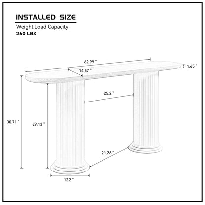 62.99 inch Modern Design Console Table with Roman-style Legs,MDF Entryway Table with Wood Venner for Living Room,Hallway image 9
