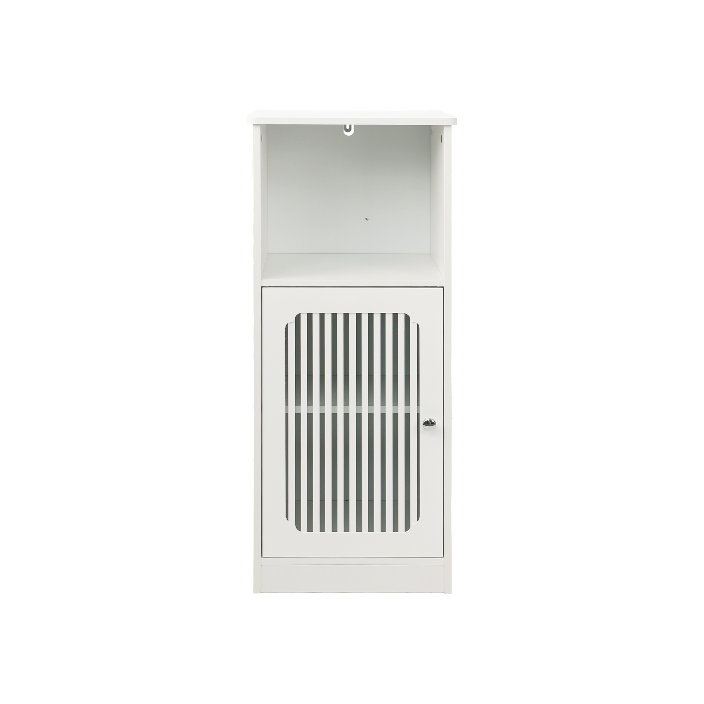 Bathroom low cabinet, louvered door floor-standing bathroom storage cabinet, multi-layer bathroom storage cabinet, white image 11