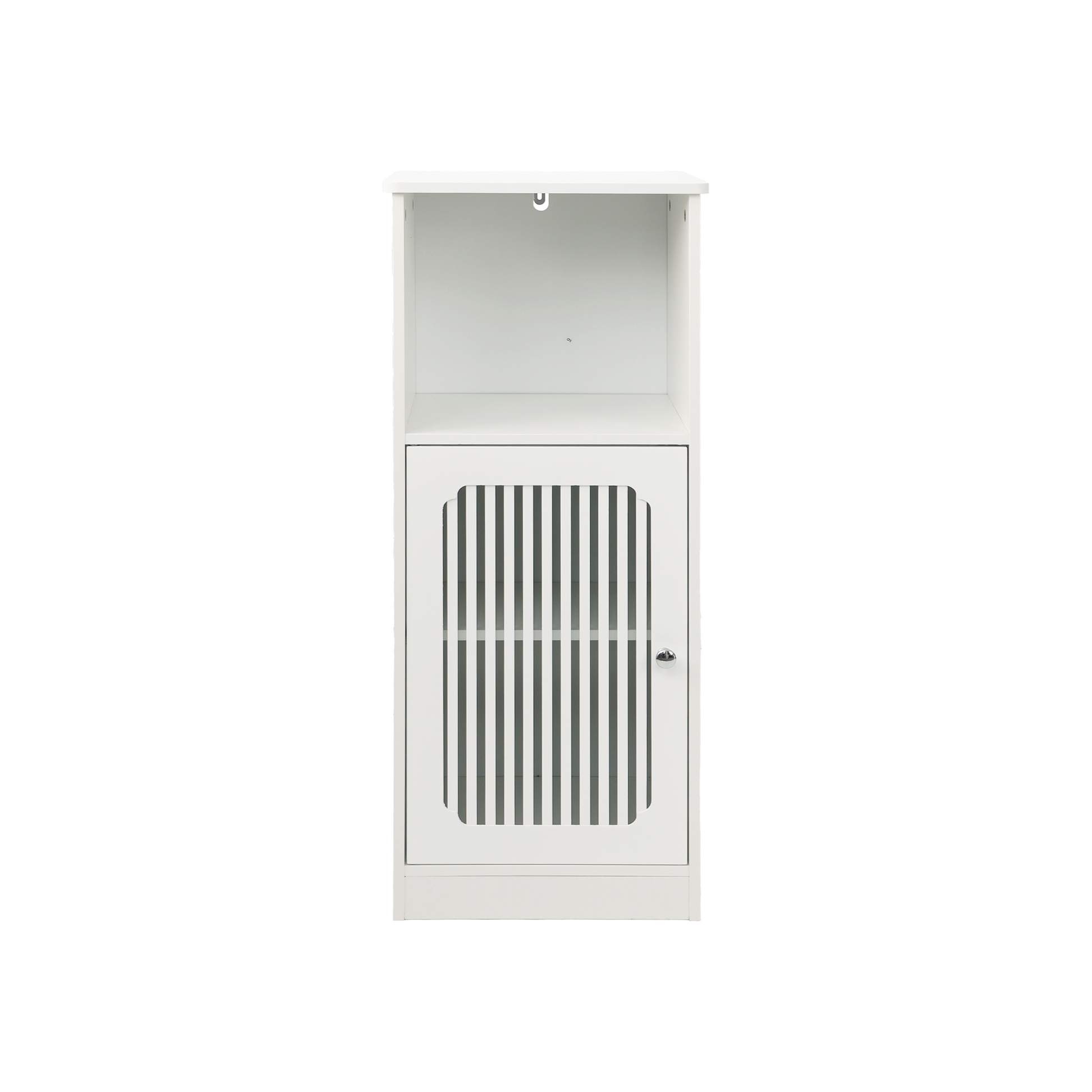 Bathroom low cabinet, louvered door floor-standing bathroom storage cabinet, multi-layer bathroom storage cabinet, white image 11