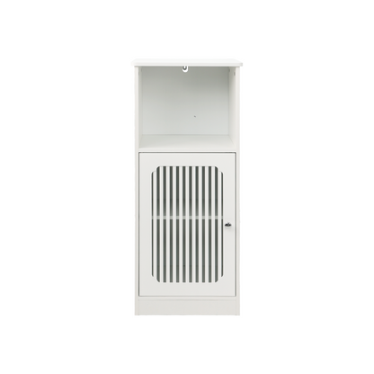 Bathroom low cabinet, louvered door floor-standing bathroom storage cabinet, multi-layer bathroom storage cabinet, white image 11