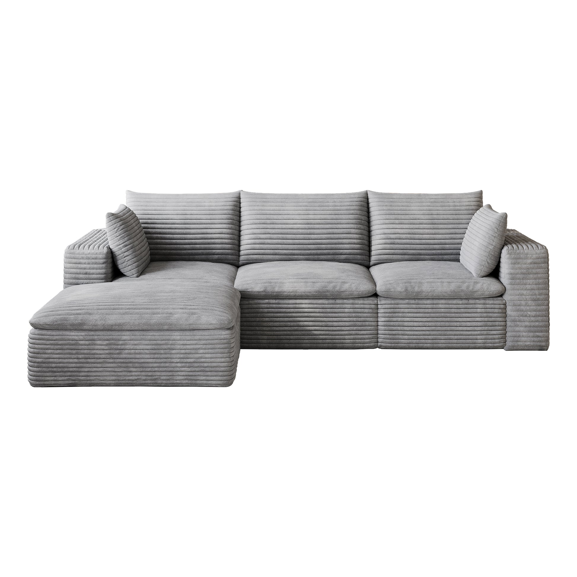 102" Cloud Sofa,Corduroy Fabric,Deep Seat Couches,Double-layer design,Removable Cushion,No Assembly, DIY Combination for Living room, Bedroom,Conference room,Apartment,Grey image 9
