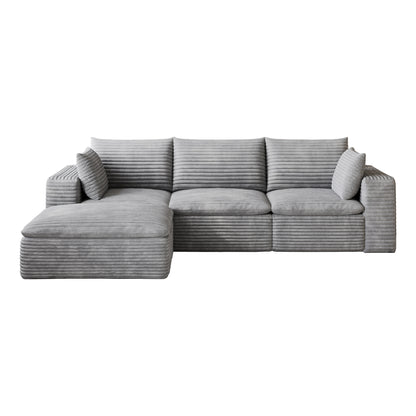 102" Cloud Sofa,Corduroy Fabric,Deep Seat Couches,Double-layer design,Removable Cushion,No Assembly, DIY Combination for Living room, Bedroom,Conference room,Apartment,Grey image 9