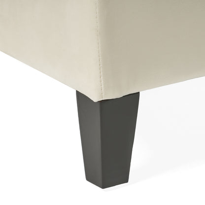 Button - Tufted and Diamond - Stitched Storage Ottoman, Beige image 8