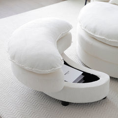 360° Swivel Accent Barrel Chair Modern Comfy Round Reading Sofa Swivel Chairs Circle Lounge Chair for Bedroom Living Room w/4 Pillow Lower Seating Heigh (Beige)