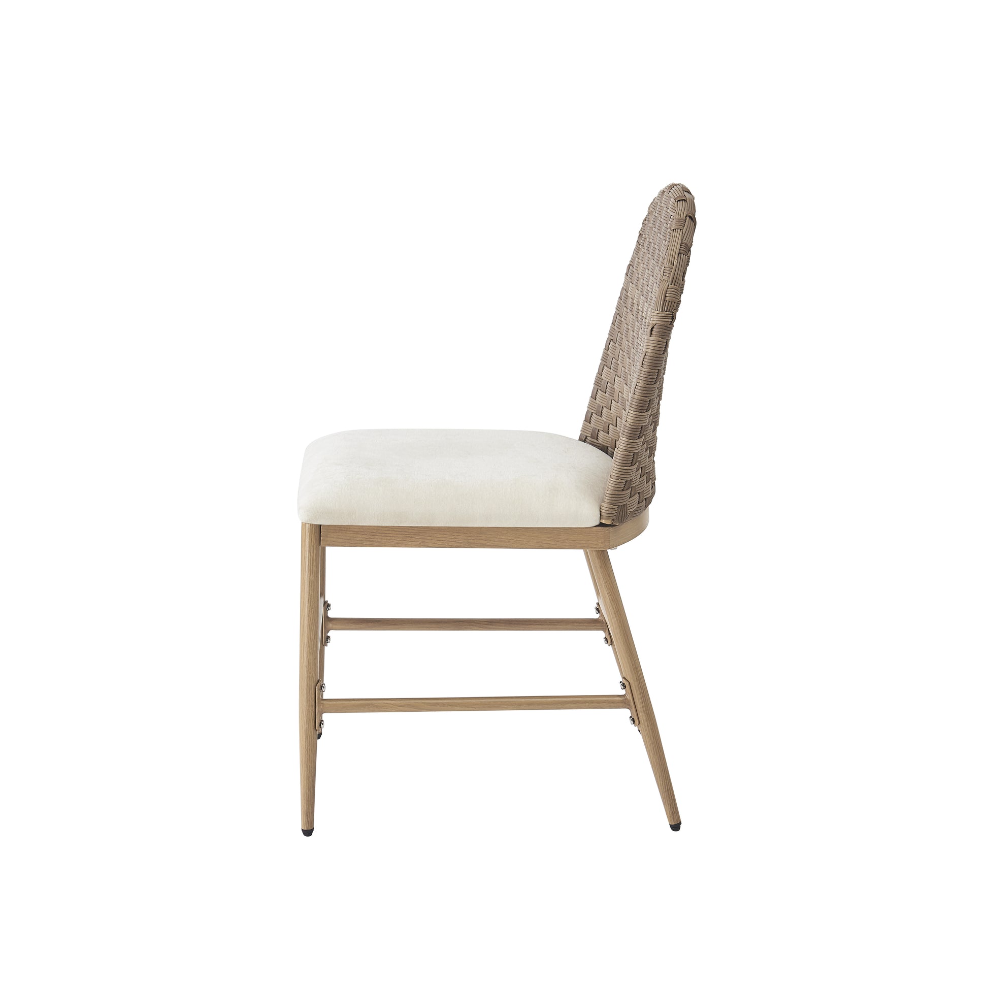Farmhouse Dining Chairs Set of 2, Upholstered Kitchen Chairs Armless Iron Side Chair with rattan Backrest for Dining Room,Restaurant,Brown image 10