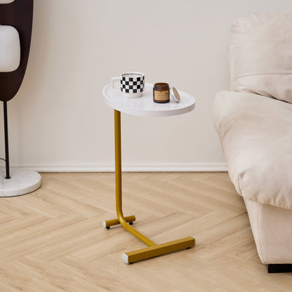White C-shaped Side Table, Small Sofa Table for Cough, Bederoom image 1