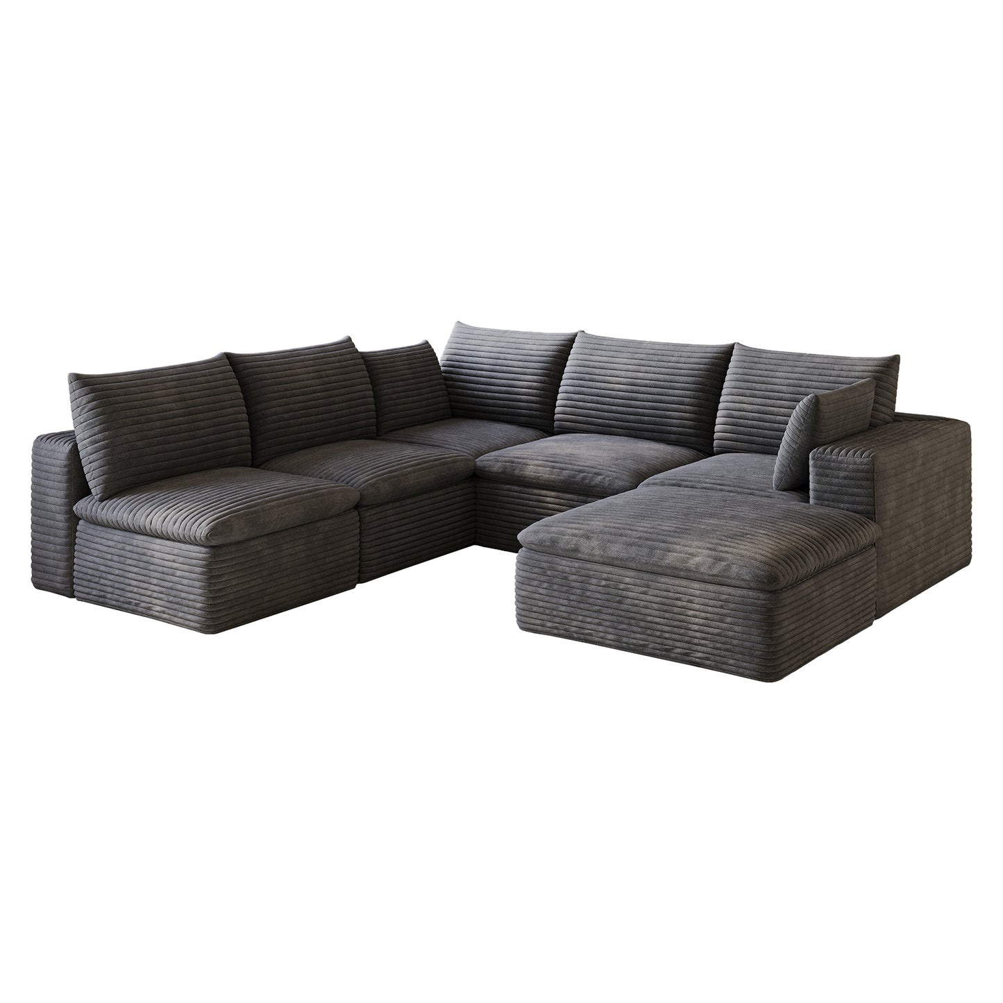 99*103" Cloud Sofa,Corduroy Fabric,Deep Seat Couches,Double-layer design,Removable Cushion,No Assembly, DIY Combination for Living room, Bedroom,Conference room,Apartment,Dark Grey image 9