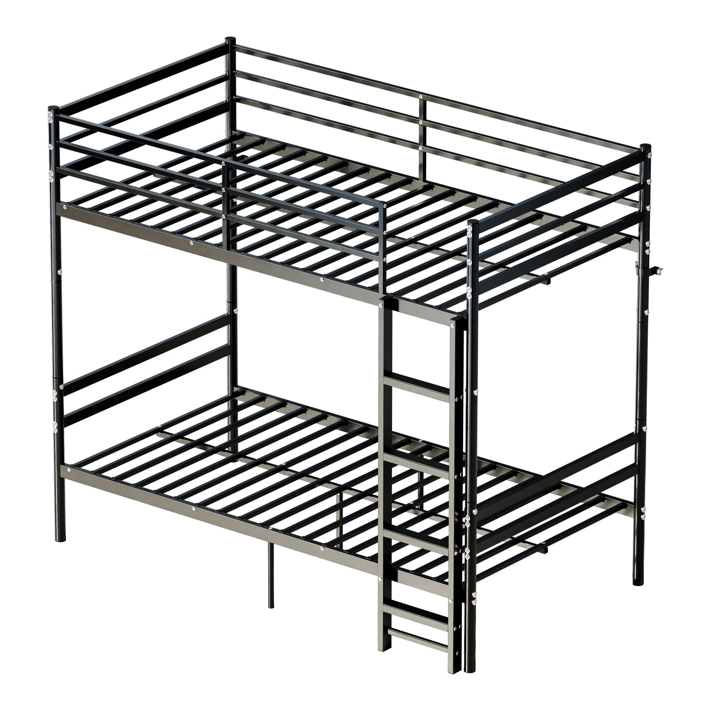 Bunk Bed Twin Over Twin for Kids/Teens/Adults Duty 2 Decker Bed with Flat Ladder, Metal Space Saver Bed with Stairs, Black image 5