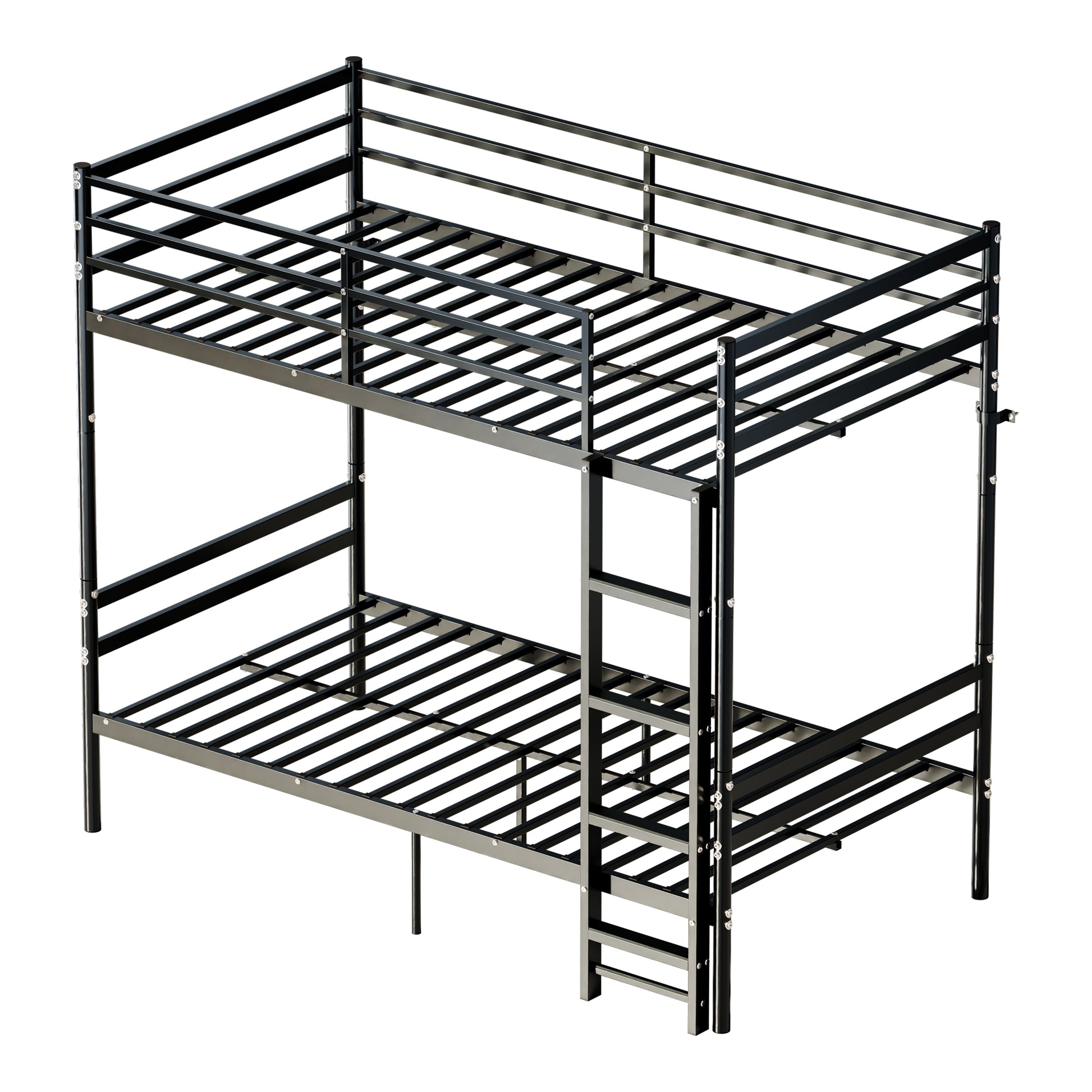 Bunk Bed Twin Over Twin for Kids/Teens/Adults Duty 2 Decker Bed with Flat Ladder, Metal Space Saver Bed with Stairs, Black image 5