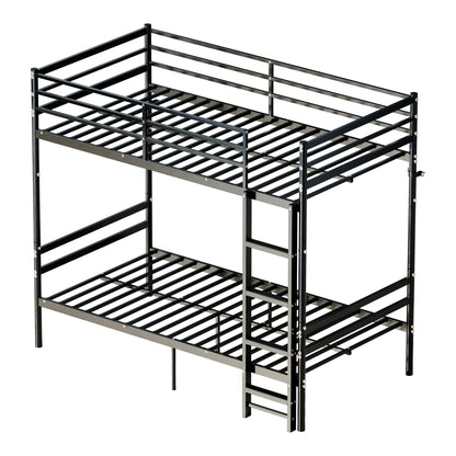 Bunk Bed Twin Over Twin for Kids/Teens/Adults Duty 2 Decker Bed with Flat Ladder, Metal Space Saver Bed with Stairs, Black image 5