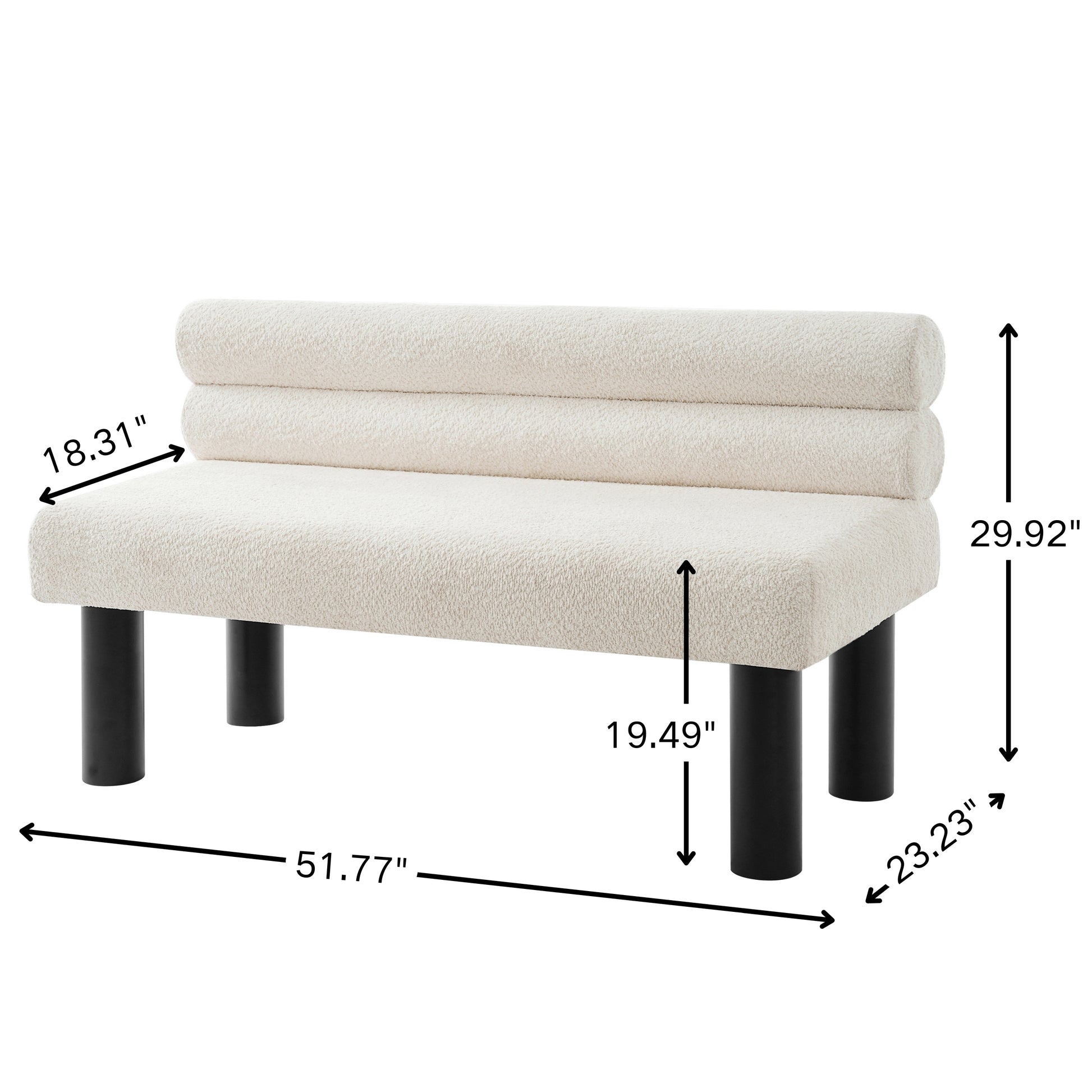 Upholstered Dining Bench, End of Bed, Entryway Bench, Ottoman for Dining Room, Bedroom, Living Room, Rubber Wood Leg 300 LBS Support, Beige image 5