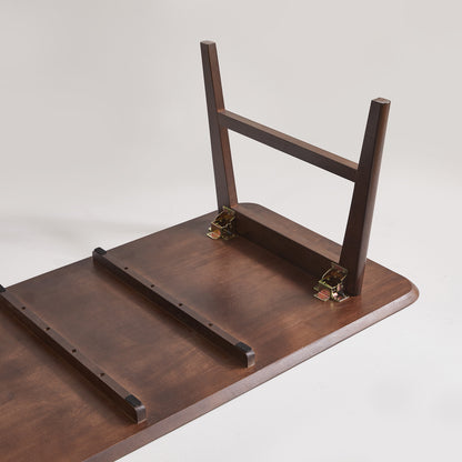 Wooden Coffee Table with Storage Shelf, Mid-Century Rectangular Center Table for Living Room,Walnut Brown image 11