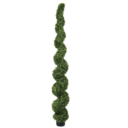 7FT Spiral Topiary Trees Artificial Outdoor Faux Boxwood Plants Large Twisted Green Potted Trees with Light Green Leaves for Garden Front Porch Patio Planter Decoration, 1pc/set image 2