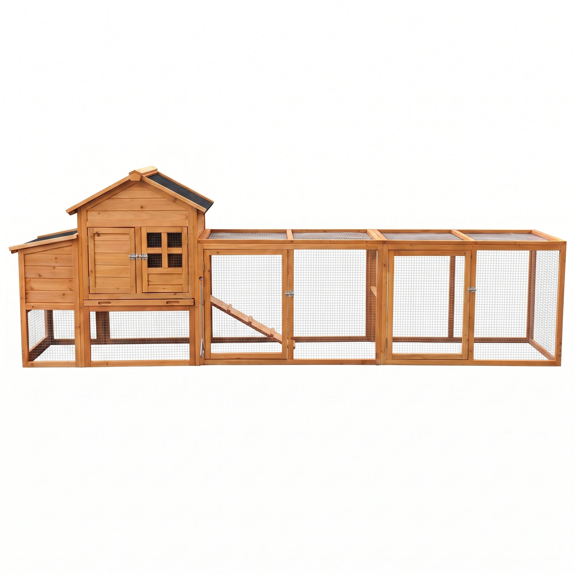 Large Chicken Coop with Run and Nest Box and Removable Tray, Hen House for 4-6 Chickens, Outdoor Weatherproof Small Animal Cages image 10