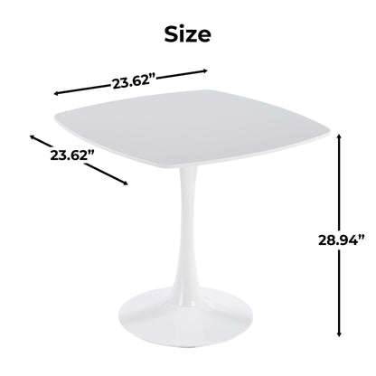 White Square Tulip Table for 2-3 Person, 24" Small Dining Table with Metal Pedestal Base, Modern Kitchen Table for Small Space, Apartment, Bistro, Cafe, Office & Living Room, Matte White MDF Top image 7