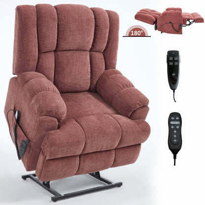 Dual Motor Heat Massage Infinite Position Up to 350 LBS Electric Power Lift Recliners with Power-Remote, Medium-firm and Heavy Duty, Red image 9