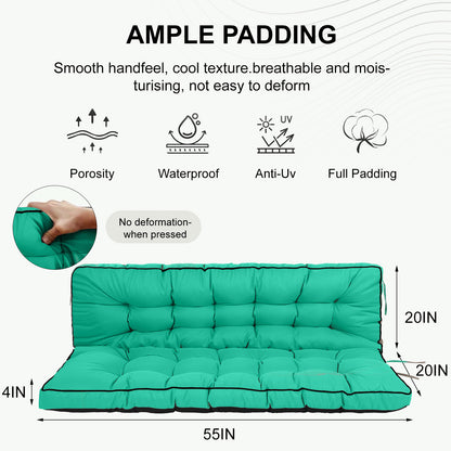 3 Seater Outdoor Porch Swing Cushion with Backrest, 4 Inch Extra Thick Waterproof Swing Replacement Cushion, 2-3 Seat Thicken Patio Bench Cushion for Garden Backyard Outdoor Furniture (acid blue) image 3