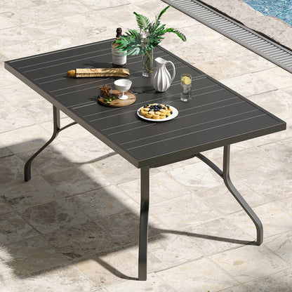 Outdoor Dining Table 60"x35", Rectangle Patio Dining Table with 1.57" Umbrella Hole, Outdoor Metal Furniture for Patio, Graden, Backyard and Poolside, Weather-Resistant image 1