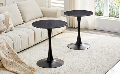 Round Dining Table, 23.6" Circle Tulip Table with Thickened Tabletop & Metal Pedestal, Mid Century Modern Bistro Table for Kitchen, Small Places, Living Room, Cafe (Faux Marble) image 8