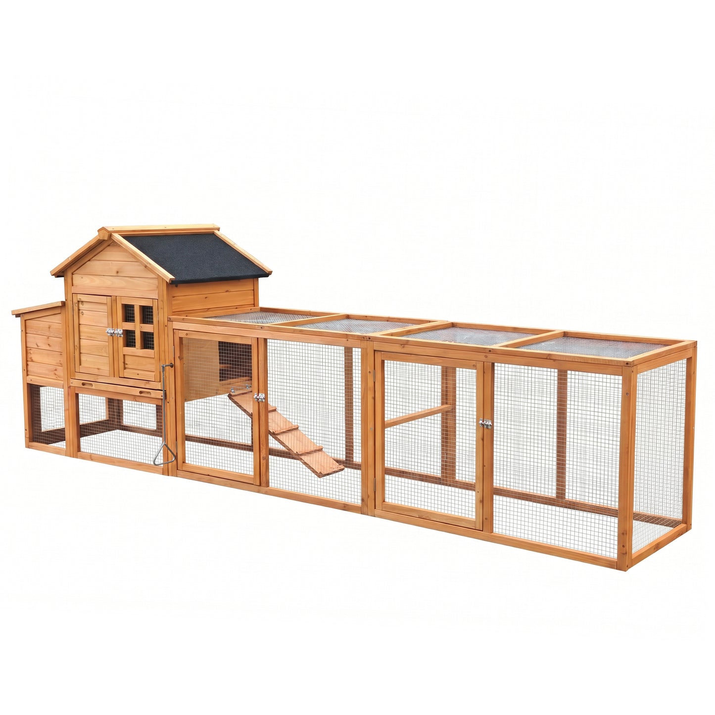Large Chicken Coop with Run and Nest Box and Removable Tray, Hen House for 4-6 Chickens, Outdoor Weatherproof Small Animal Cages image 8