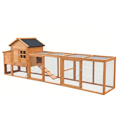 Large Chicken Coop with Run and Nest Box and Removable Tray, Hen House for 4-6 Chickens, Outdoor Weatherproof Small Animal Cages image 8
