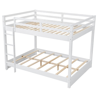 Wood Queen Size Bunk Bed with Ladder, White image 12