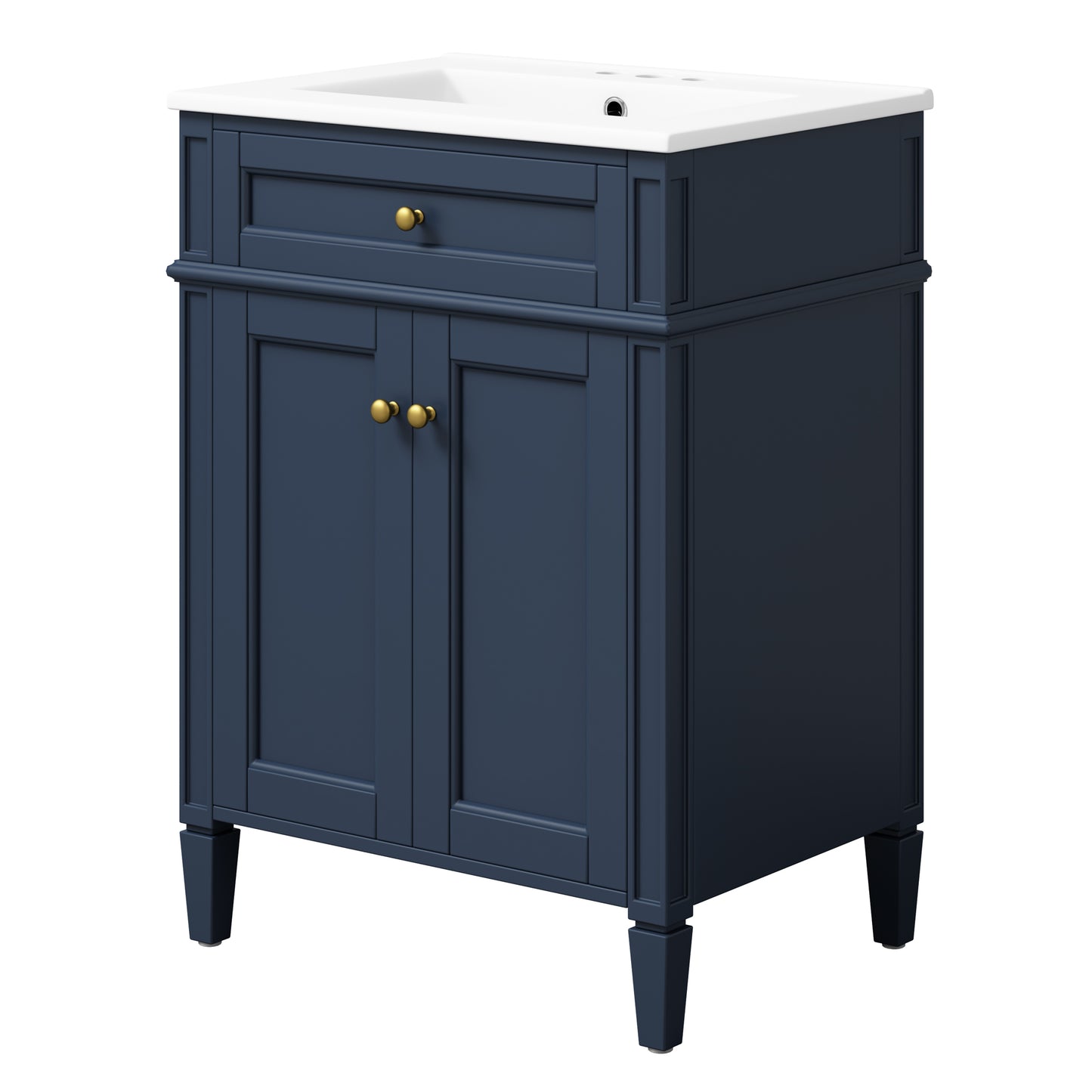 24" Bathroom Vanity with 2 Doors and Tip-Out Drawer, Bathroom Storage Cabinet with Sink, Soft-Closing Doors with Organizers image 11
