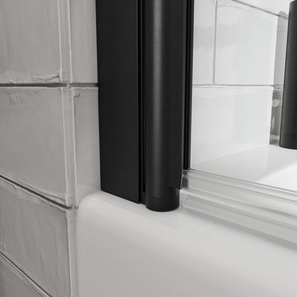 31"-32" W x 55" H Matte Black Flexible 180° Pivot Shower Door Reversible Installation Frameless Bathtub Screen,1/4"(6MM) Tempered Glass With Nano Easy Cleaning And Stick Explosion-proof Membrance image 8