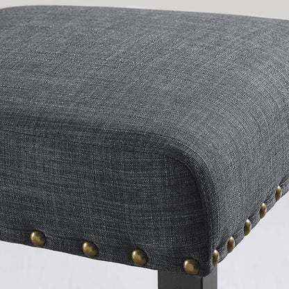 Biony Espresso Wood Dining Set with Gray Fabric Nailhead Chairs image 8