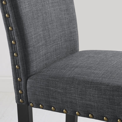 Biony Espresso Wood Dining Set with Gray Fabric Nailhead Chairs image 7