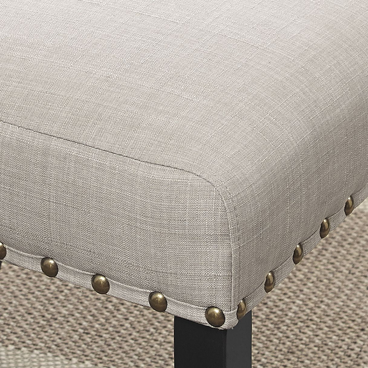 Biony Tan Fabric Counter Height Stools with Nailhead Trim, Set of 2 image 5