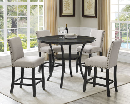 Biony Tan Fabric Counter Height Stools with Nailhead Trim, Set of 2 image 1
